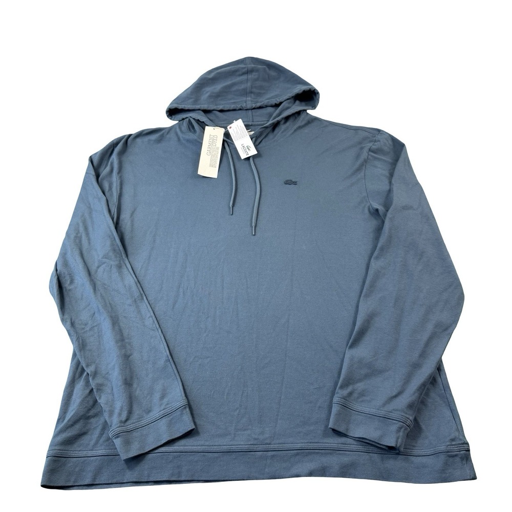 Lacoste Blue Garment Dyed Cotton Slim Fit Mens Hoodie XL TH7081